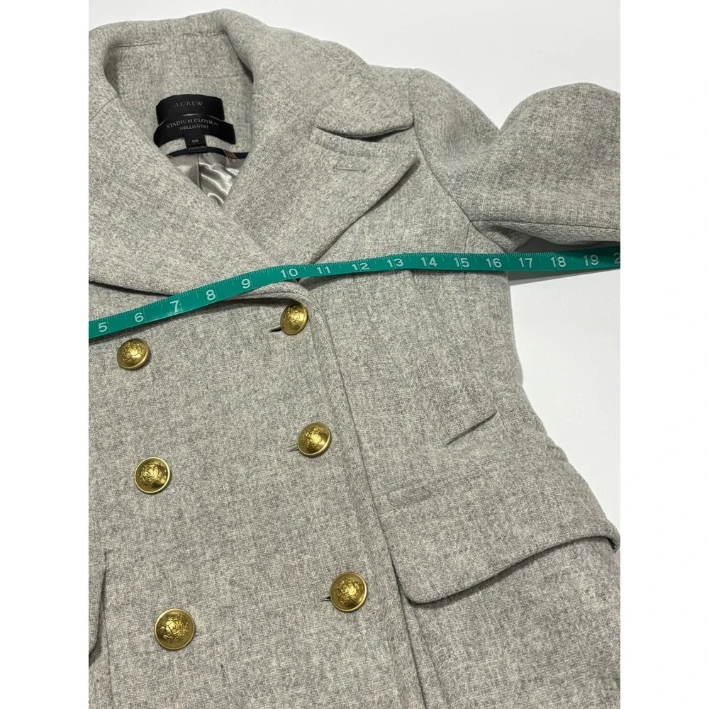 J Crew Stadium Cloth Peacoat Double Breasted Gold Buttons Grey Women 00‎ - Picture 7 of 12